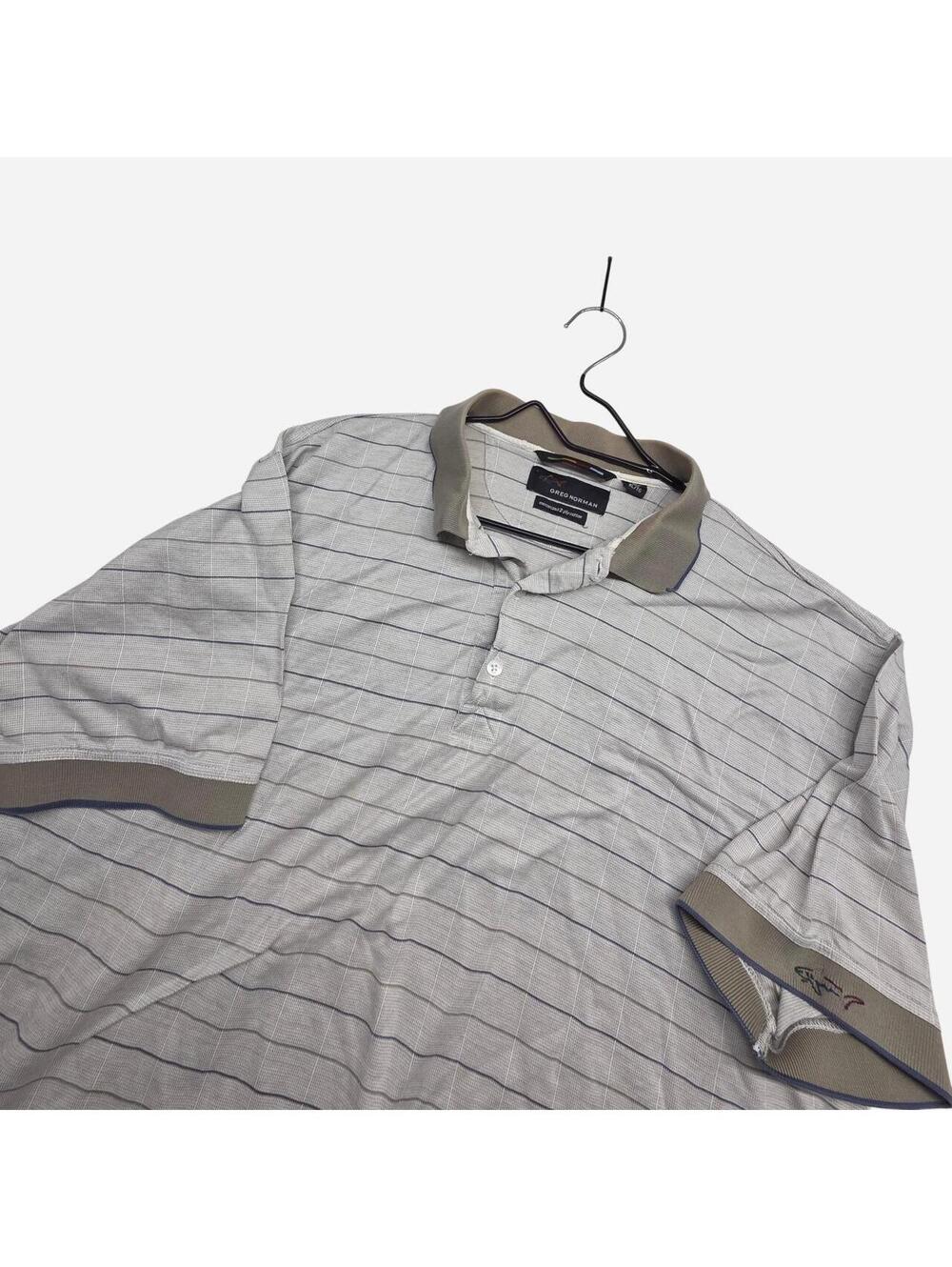 Greg Norman Collection Men's Grey and White Polo-shirt